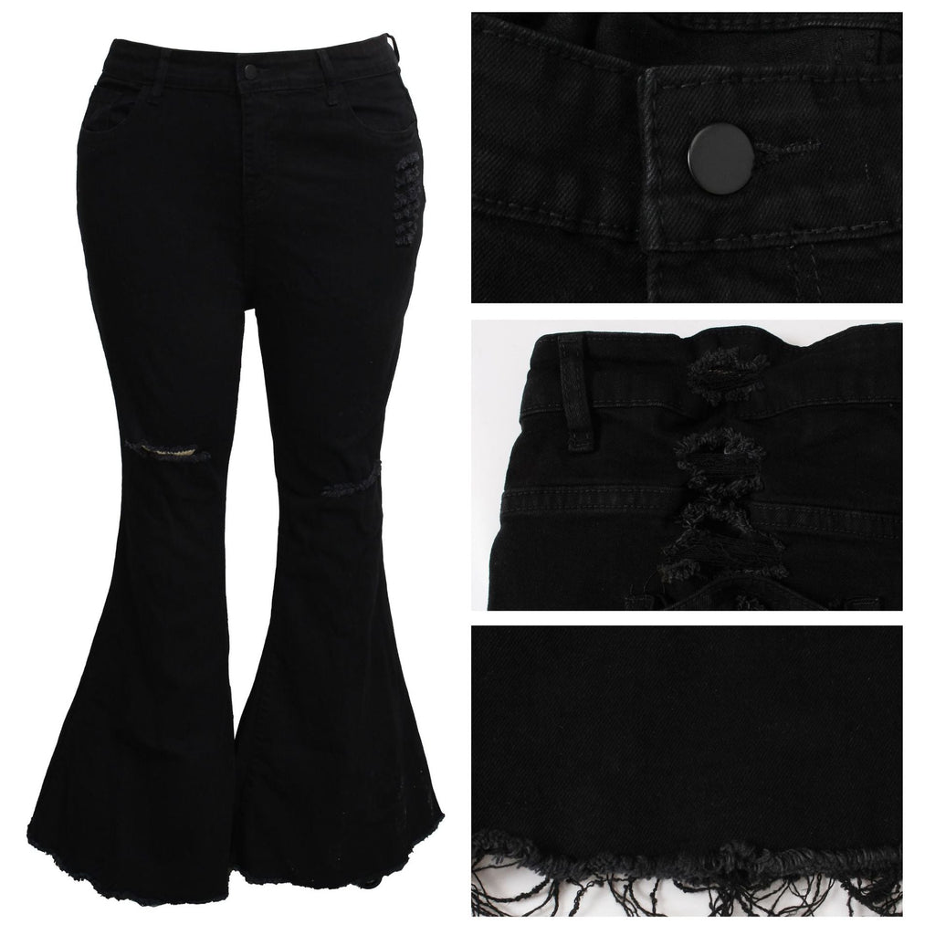 Fashion Trendy Unique Jeans Stretch Plus Size Bell-bottom Pants See size chart under “more details”