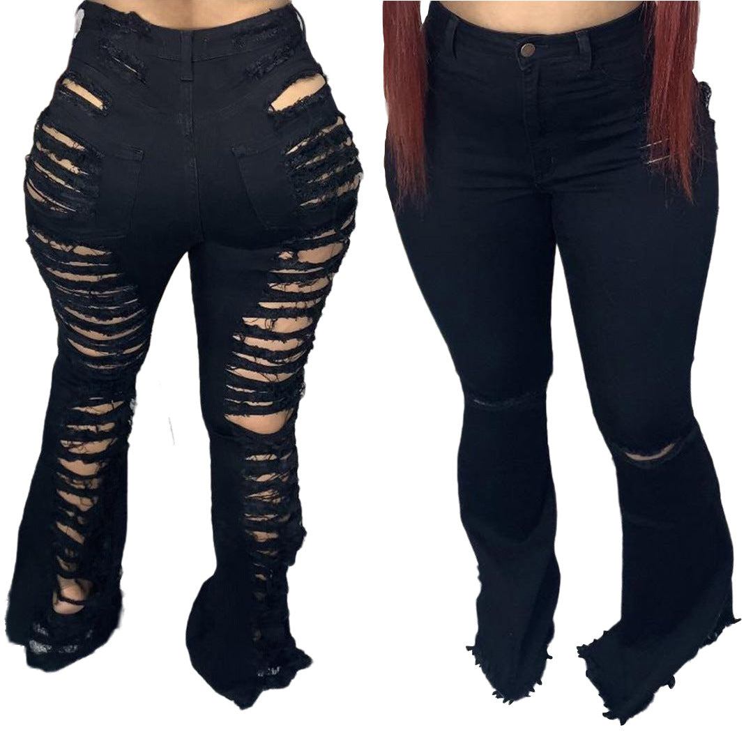 Fashion Trendy Unique Jeans Stretch Plus Size Bell-bottom Pants See size chart under “more details”
