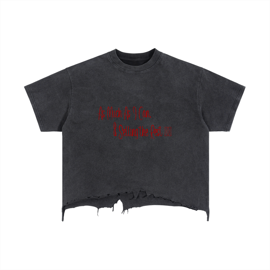 Vintage Wash Boxy Distressed Hem T-Shirt