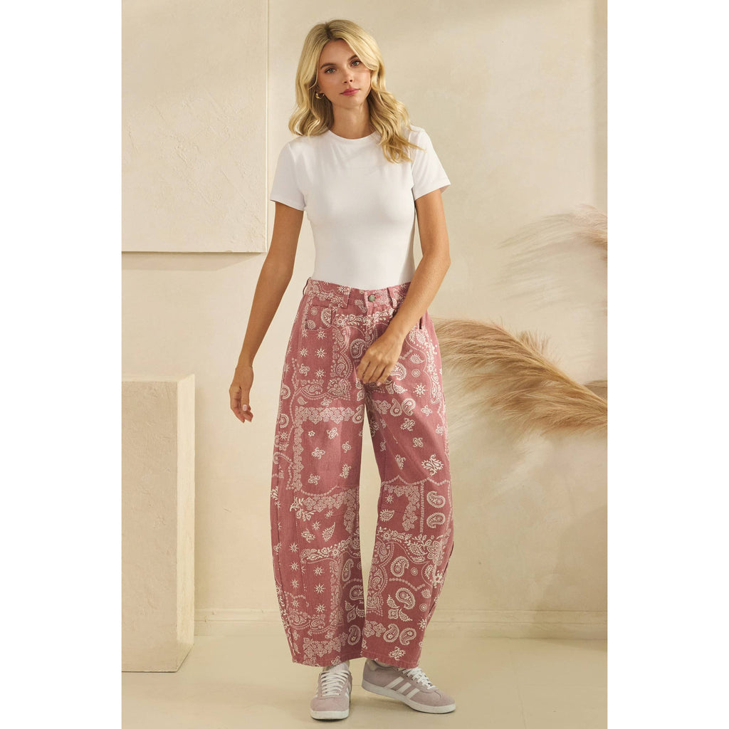 Vintage Pink Paisley Denim