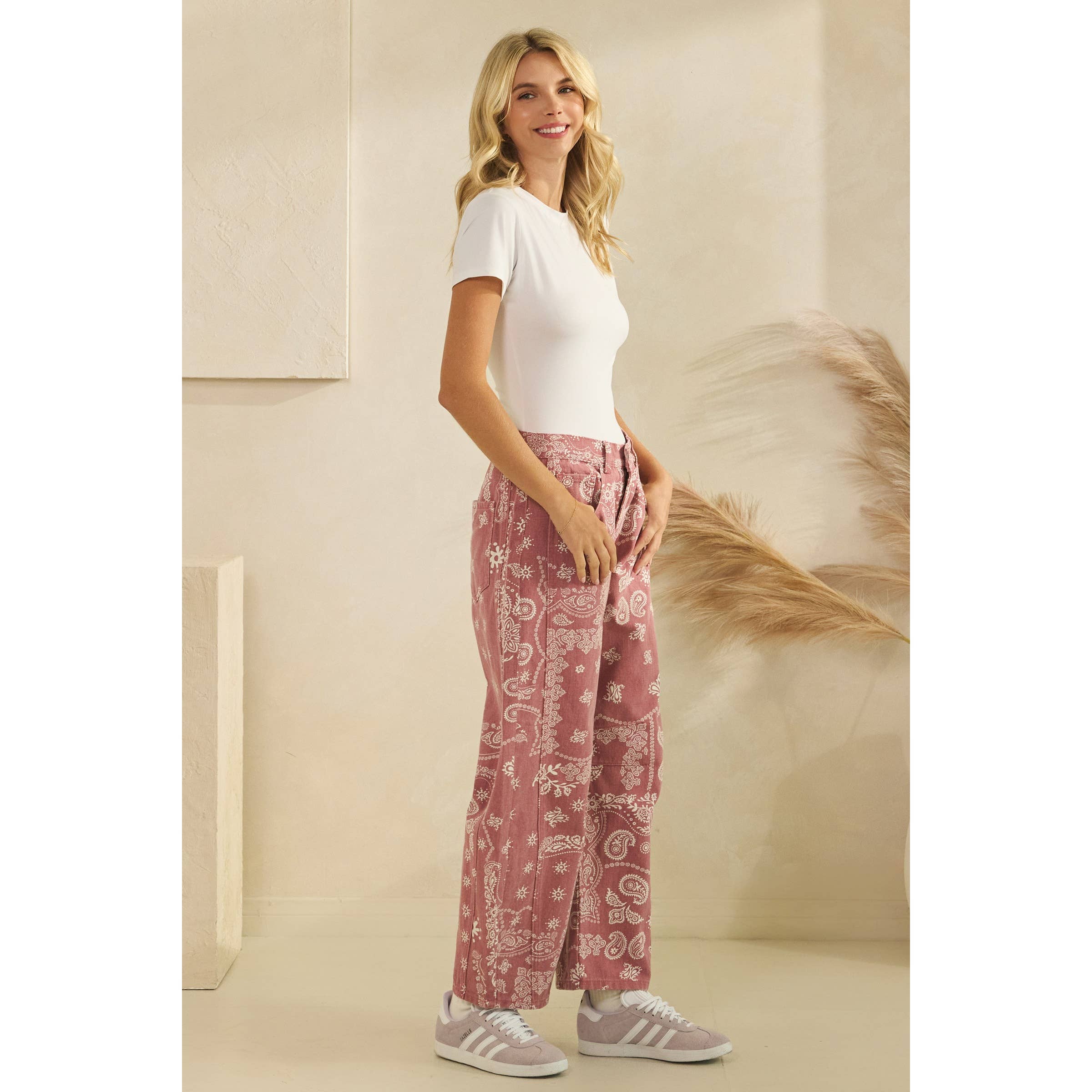 Vintage Pink Paisley Denim