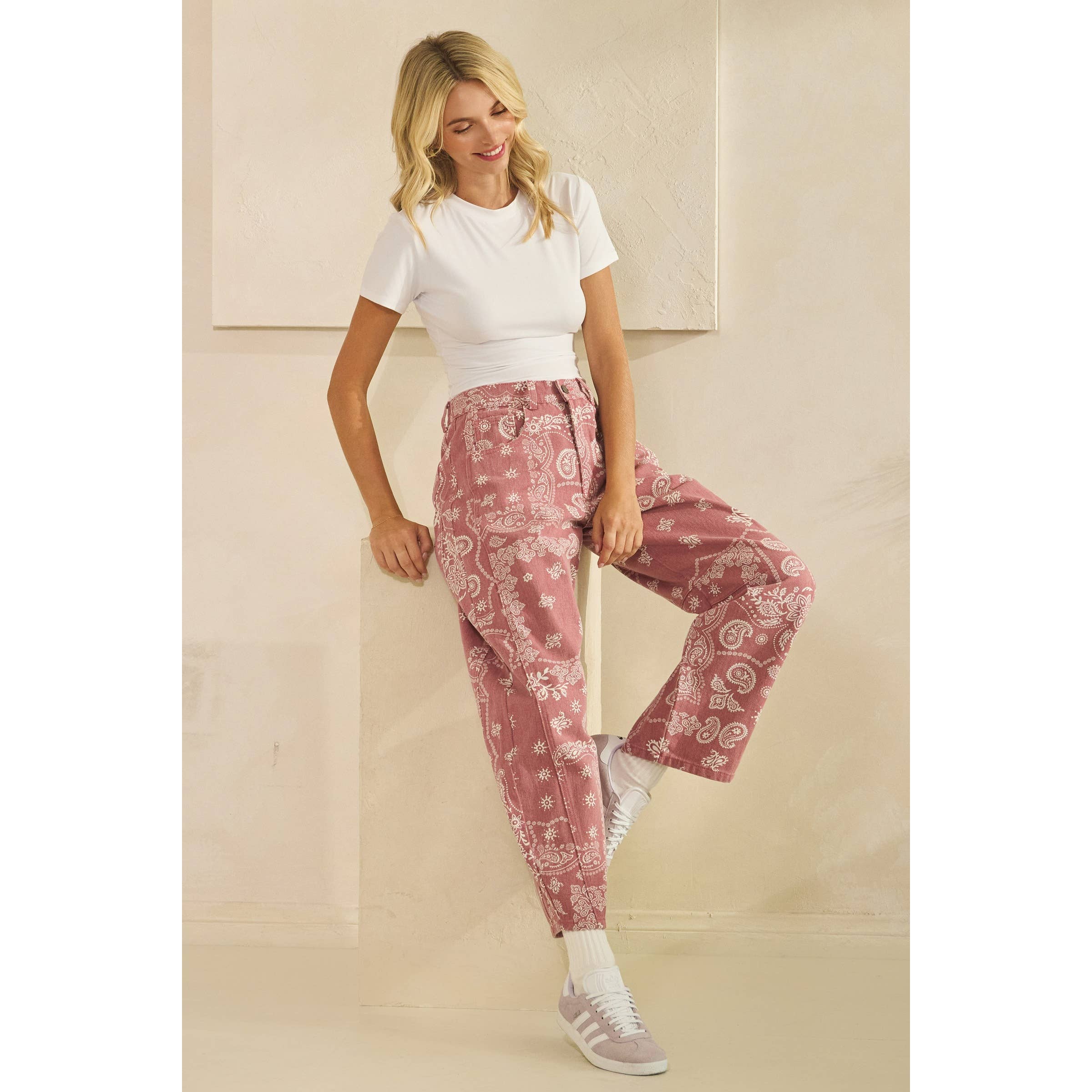 Vintage Pink Paisley Denim