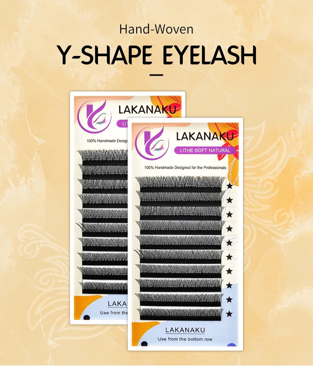 LAKANAKU Y Shape Eyelashes Extension 0.07mm YY Eyelash Double Tips Cilia and Brazilian Volume Soft Faux Mink YY Lashes Y Cilios