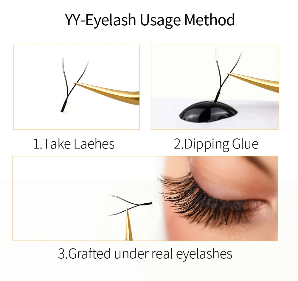 LAKANAKU Y Shape Eyelashes Extension 0.07mm YY Eyelash Double Tips Cilia and Brazilian Volume Soft Faux Mink YY Lashes Y Cilios