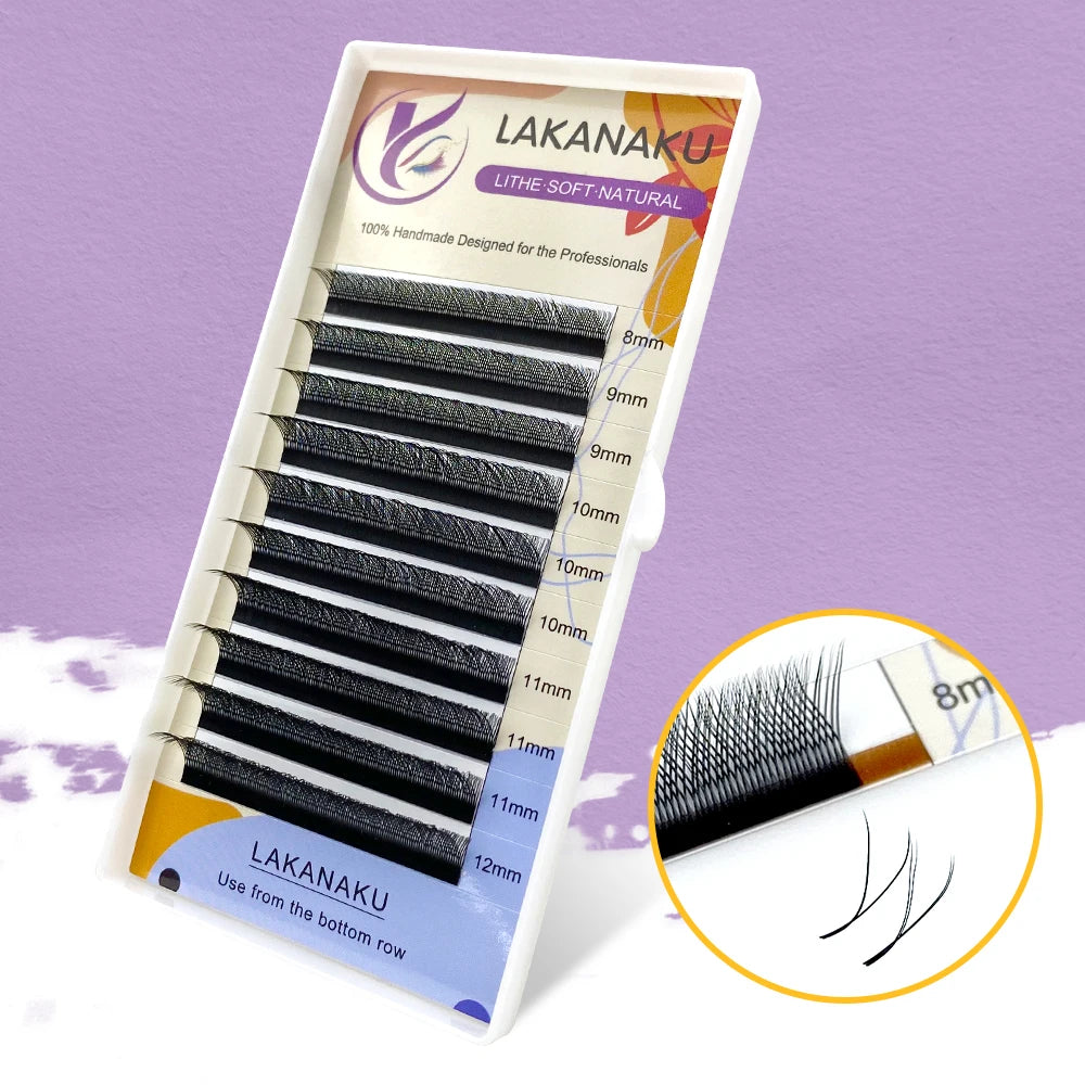 LAKANAKU Y Shape Eyelashes Extension 0.07mm YY Eyelash Double Tips Cilia and Brazilian Volume Soft Faux Mink YY Lashes Y Cilios