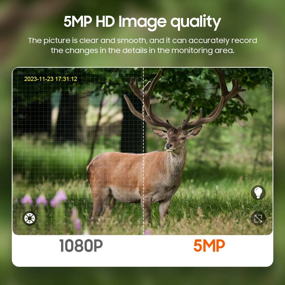 SHIWOJIA 5MP 4G Solar Cameras 4G Sim/WIFI Wireless Outdoor 360° View Animal Monitoring Camouflage Color Solar Battery PTZ Camera