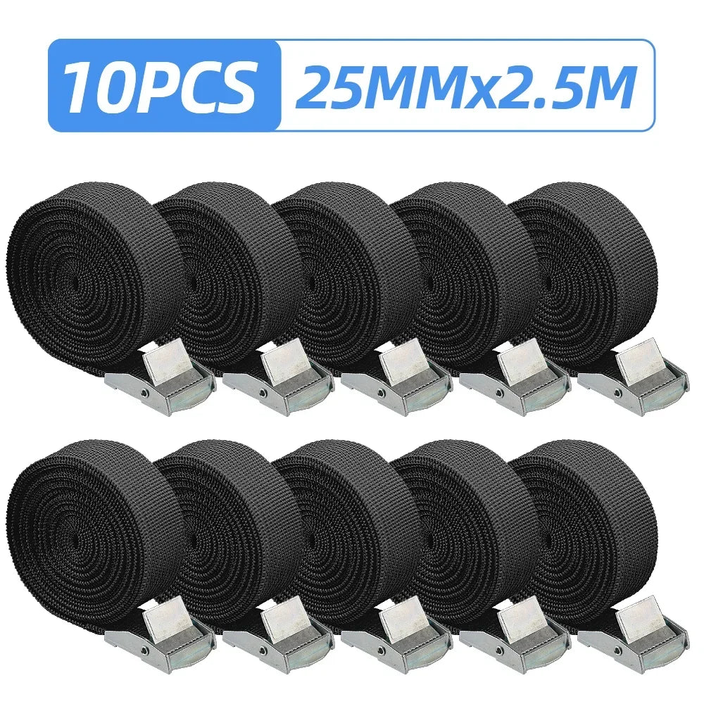 10-Pack Reusable Straps with Buckles (Antifreeze Alloy) Adjustable Camera Strap Buckle, Binding Tape Clip