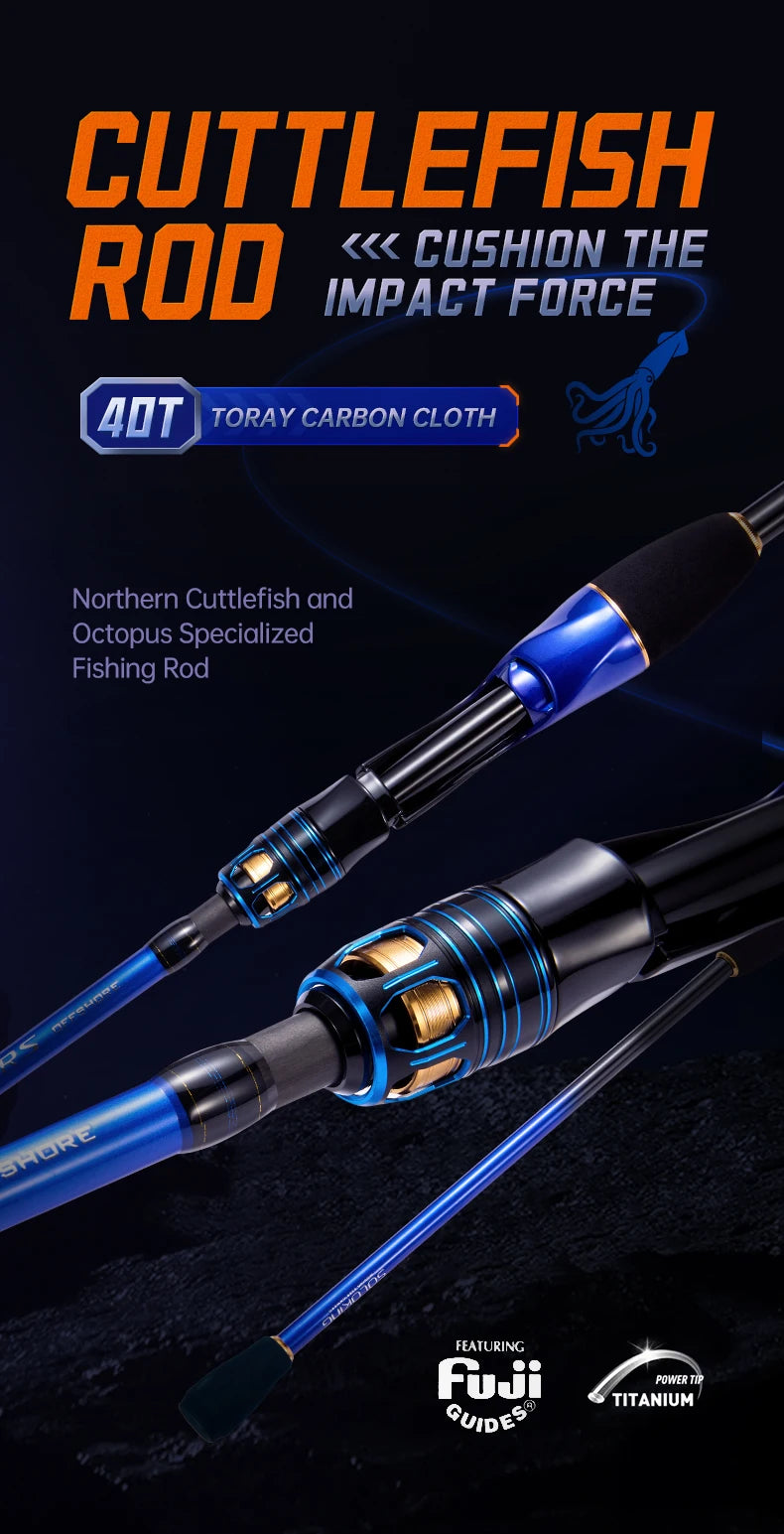 SOLOKING AUGURS  Jigging Rod for Octopus Squid Fishing Rod Tianium Tip with Fuji O Ring Cuttlefish Light Weight 1.55M/1.75M