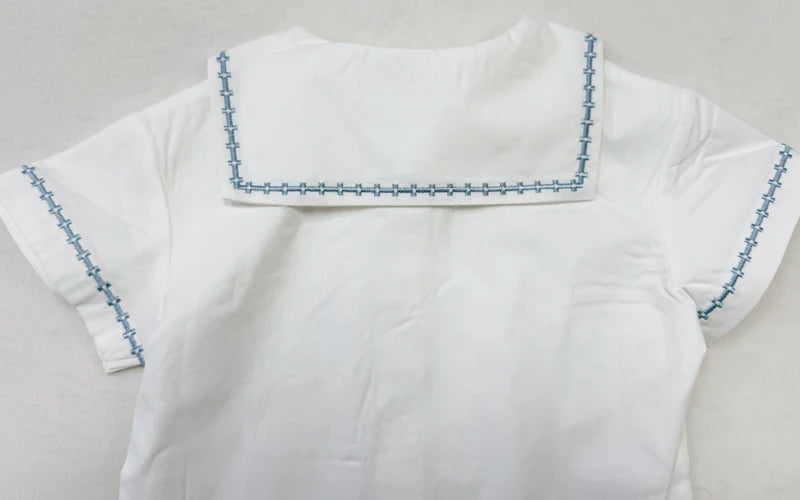 Ali Co SS26 Classic Style Blue String Shirt Shorts Overalls Brother Sister Matching Clothes