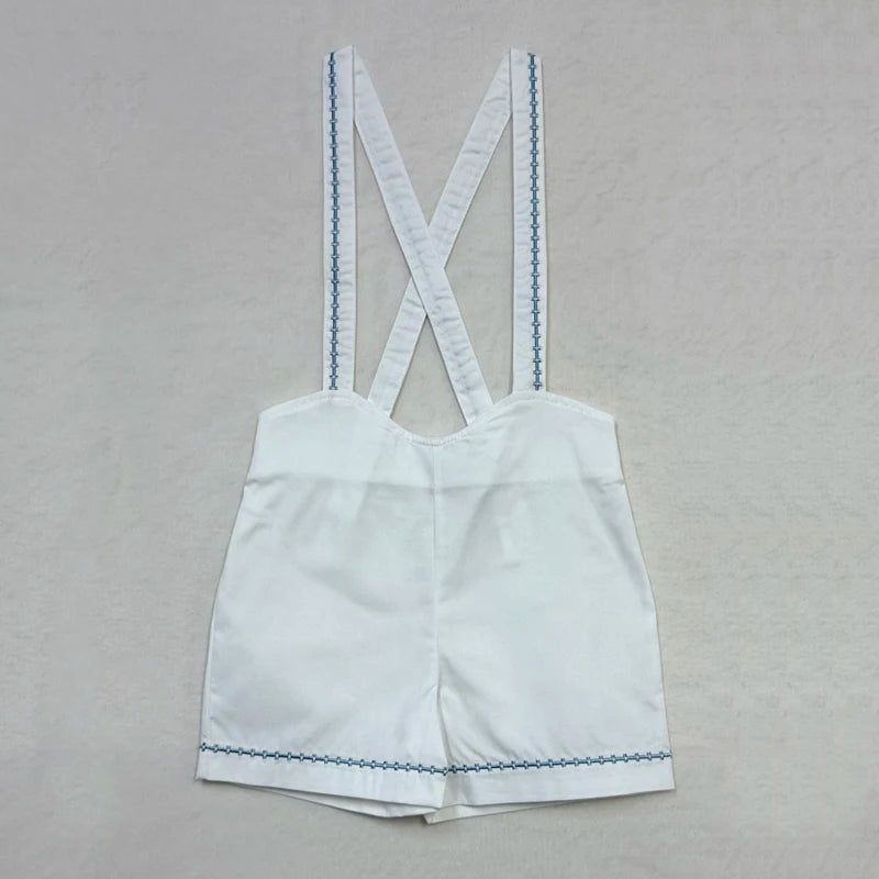 Ali Co SS26 Classic Style Blue String Shirt Shorts Overalls Brother Sister Matching Clothes