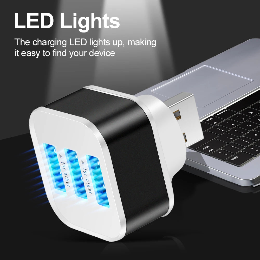 3 Port USB Slots Adaptor Extender USB 3 in 1 2.0 Multple USB Interface Extender USB Splitter Hub Auto Electronics Accessories