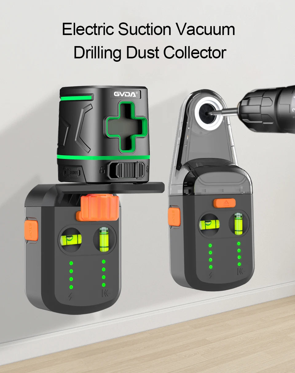 GVDA Laser Level Mobile Bracket Alignment Drilling Tools Electric Suction Vacuum Drilling Dust Collector for Hammer Screwdriver