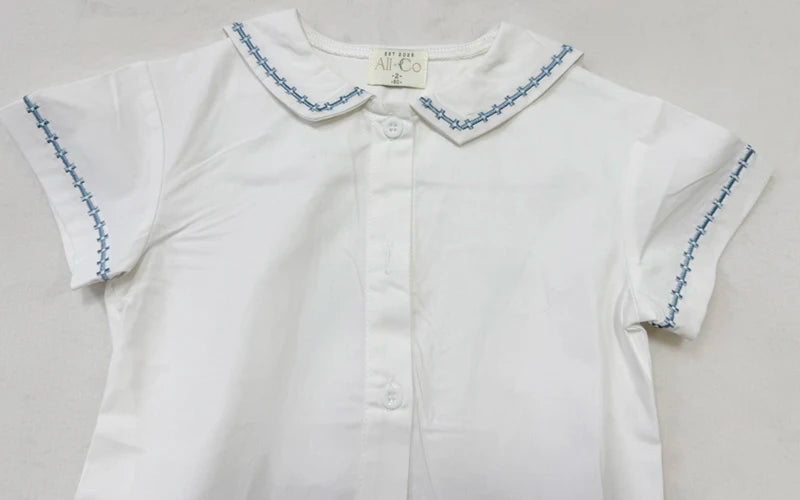 Ali Co SS26 Classic Style Blue String Shirt Shorts Overalls Brother Sister Matching Clothes