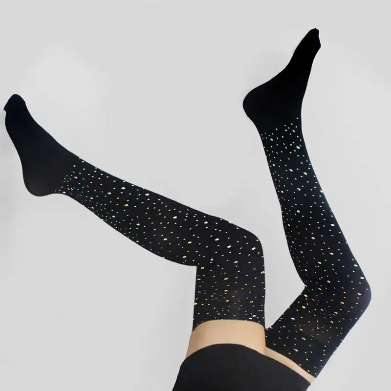 Sexy Long Socks with Imitation Diamonds for Women, Thigh High Over the Knee Socks