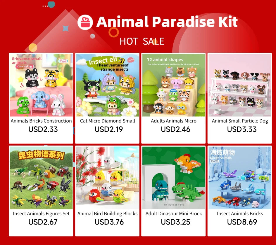 Insect Animals Bricks Constructor Set for Adults Micro Particle Assembled Diamond Building Blocks for Children 9 to 12 Year Toys