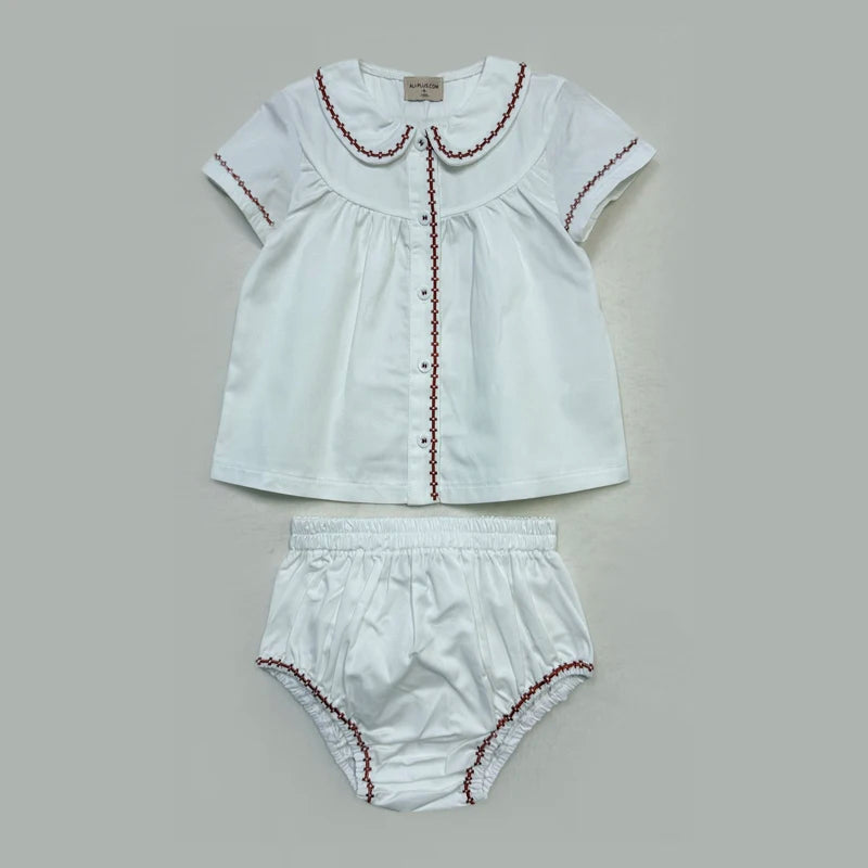 Ali Co SS26 Classic Style Blue String Shirt Shorts Overalls Brother Sister Matching Clothes