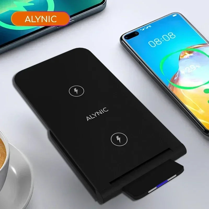 Wireless Charger Desktop Stand For iPhone 11 12 13 14 15 16 X Pro Max Samsung S24 S23 S22 Xiaomi Fast Wireless Charging Station