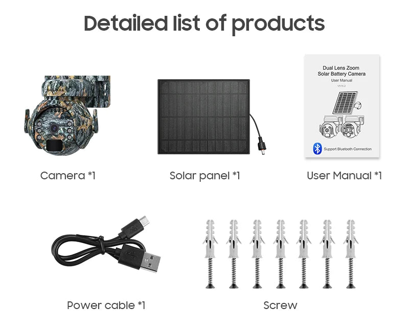 SHIWOJIA 5MP 4G Solar Cameras 4G Sim/WIFI Wireless Outdoor 360° View Animal Monitoring Camouflage Color Solar Battery PTZ Camera