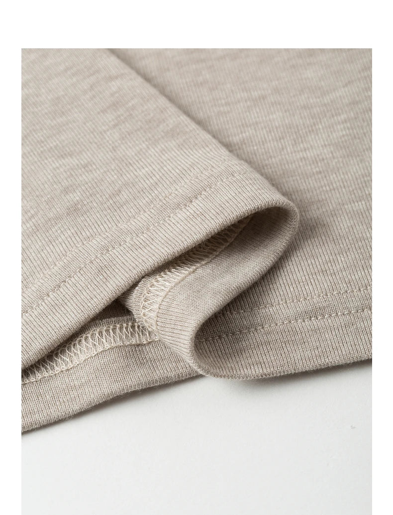 TOYOUTH Women Long Sleeve T-shirt 2025 Spring New Lyocell Wool Versatile Pure Color Pullover Skin Basic Tops