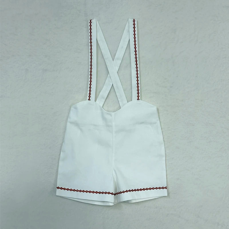 Ali Co SS26 Classic Style Blue String Shirt Shorts Overalls Brother Sister Matching Clothes
