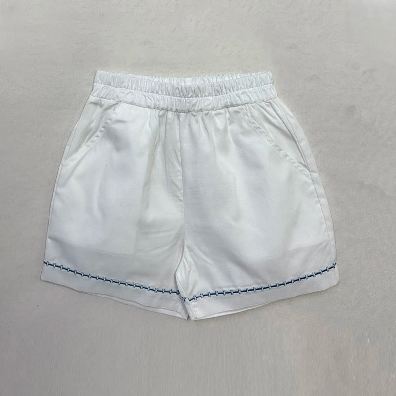 Ali Co SS26 Classic Style Blue String Shirt Shorts Overalls Brother Sister Matching Clothes