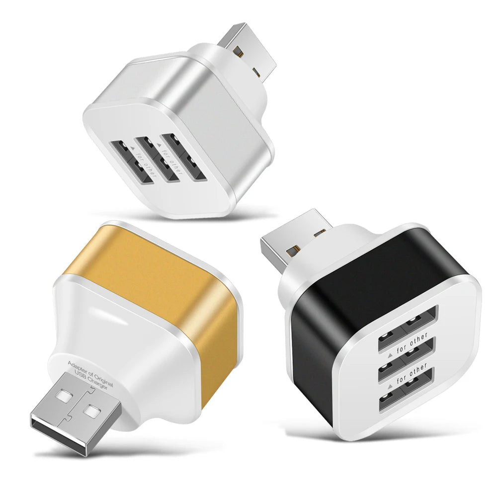 3 Port USB Slots Adaptor Extender USB 3 in 1 2.0 Multple USB Interface Extender USB Splitter Hub Auto Electronics Accessories