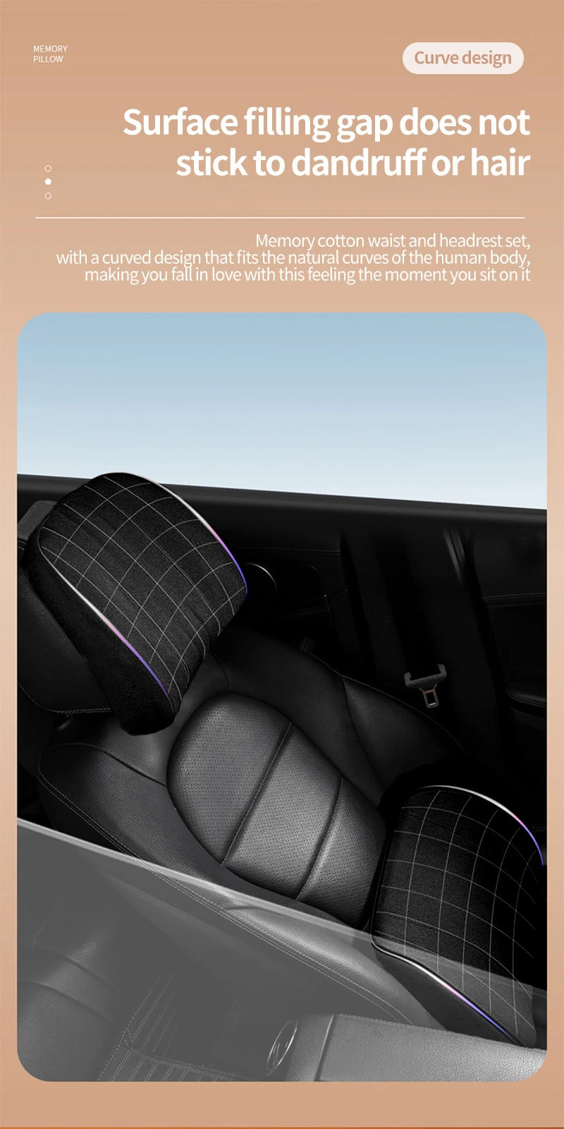 Memory Foam Car Neck Pillow With Washable Pillow Case Provides Comfortable Neck Support For Driving And Traveling