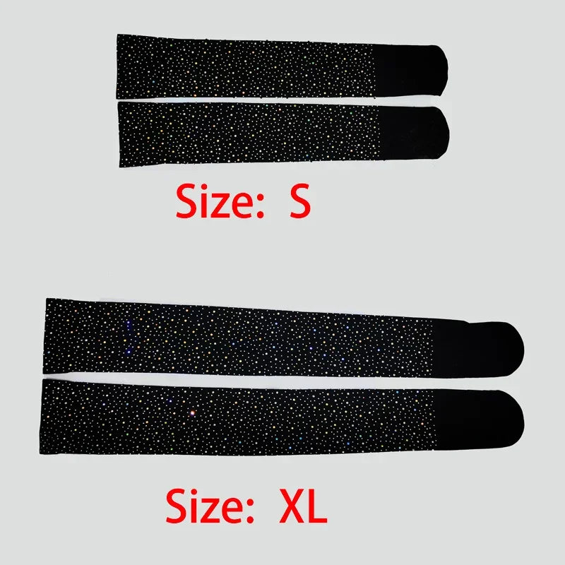 Sexy Long Socks with Imitation Diamonds for Women, Thigh High Over the Knee Socks
