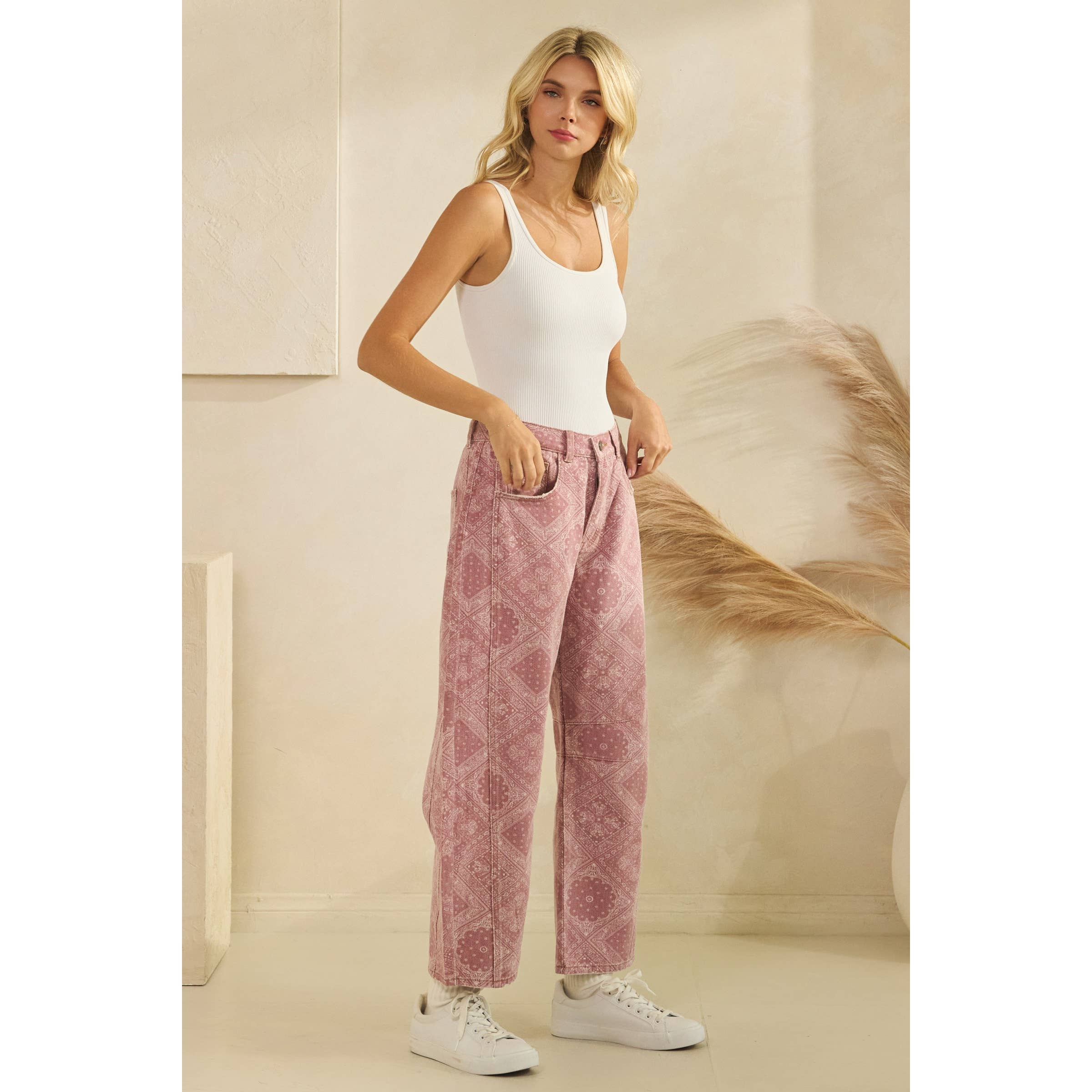 Vintage Pink Paisley Denim