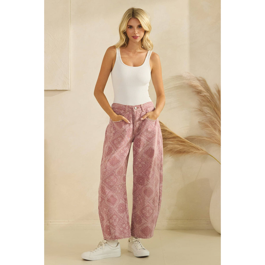 Vintage Pink Paisley Denim